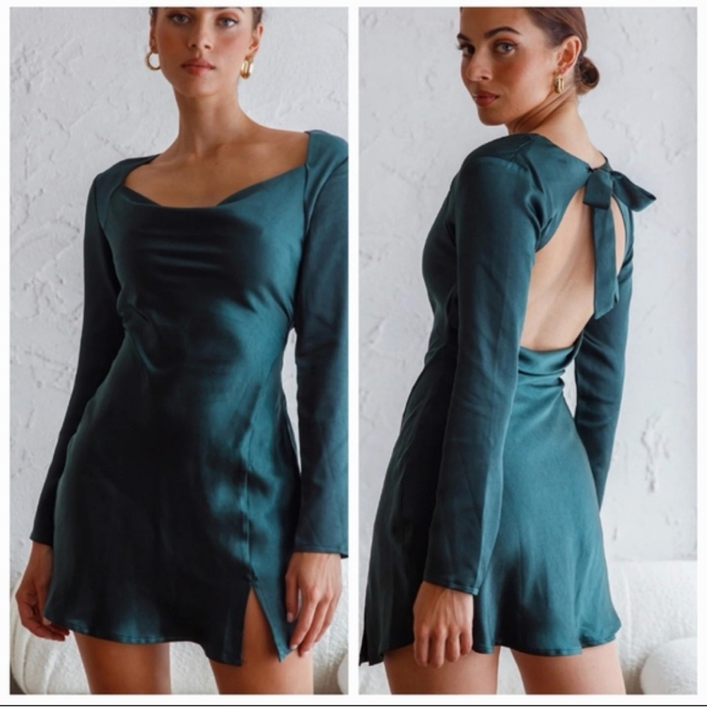 Le Lis Teal Long Sleeve Dress